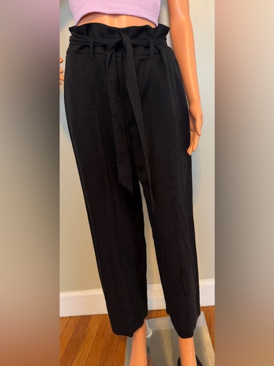 the wide leg Pants - Black High-Waist Tie-Waist Trousers